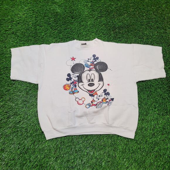 Mickey Unlimited Other - VTG 90s Mickey Unlimited Boxy Crop Drop Shoulder Sweatshirt XL Disney USA